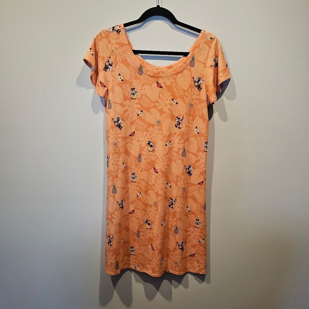 Tommy Bahama Disney Mickey Mouse Tropical Pineapple Shift Dress Orange Womens